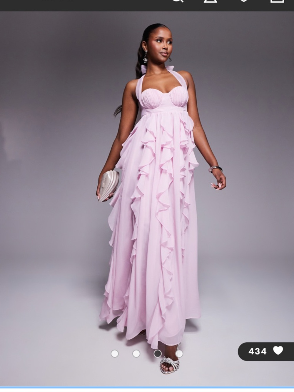 ASOS Pale Pink Halter Ruffle Maxi Dress